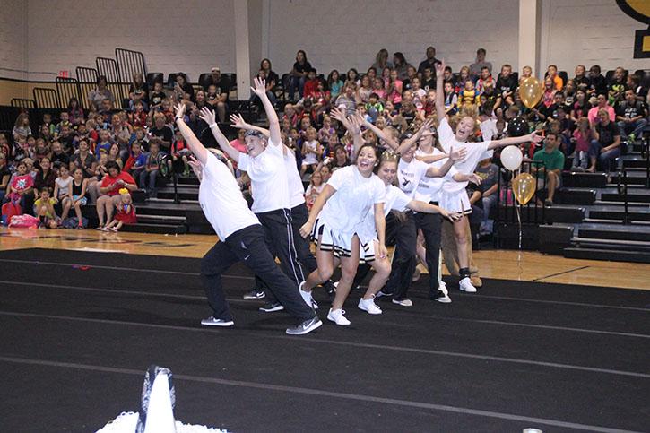 The Savage Steppers perform at the pep rally on September 2. 